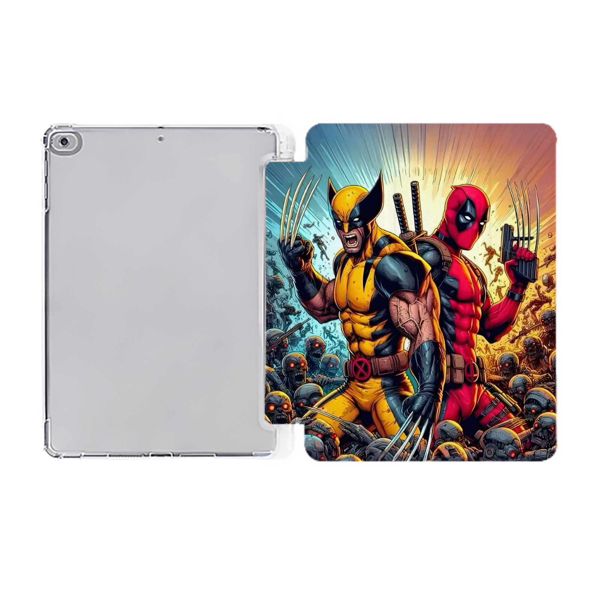 （画像用） Deadpool デッドプール IPad ケース ペン収納付き 三つ折りスタンド PUレザー×シリコン 対応機種9.5/10.5/10.9インチ